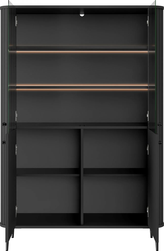 Witryna Vesper 103 cm czterodrzwiowa - czarny / czarne nogi