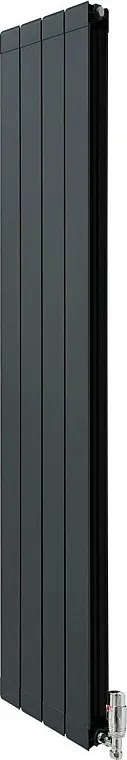 Grzejnik aluminiowy i zawory - 1800 mm x 315 mm - antracytowy szary