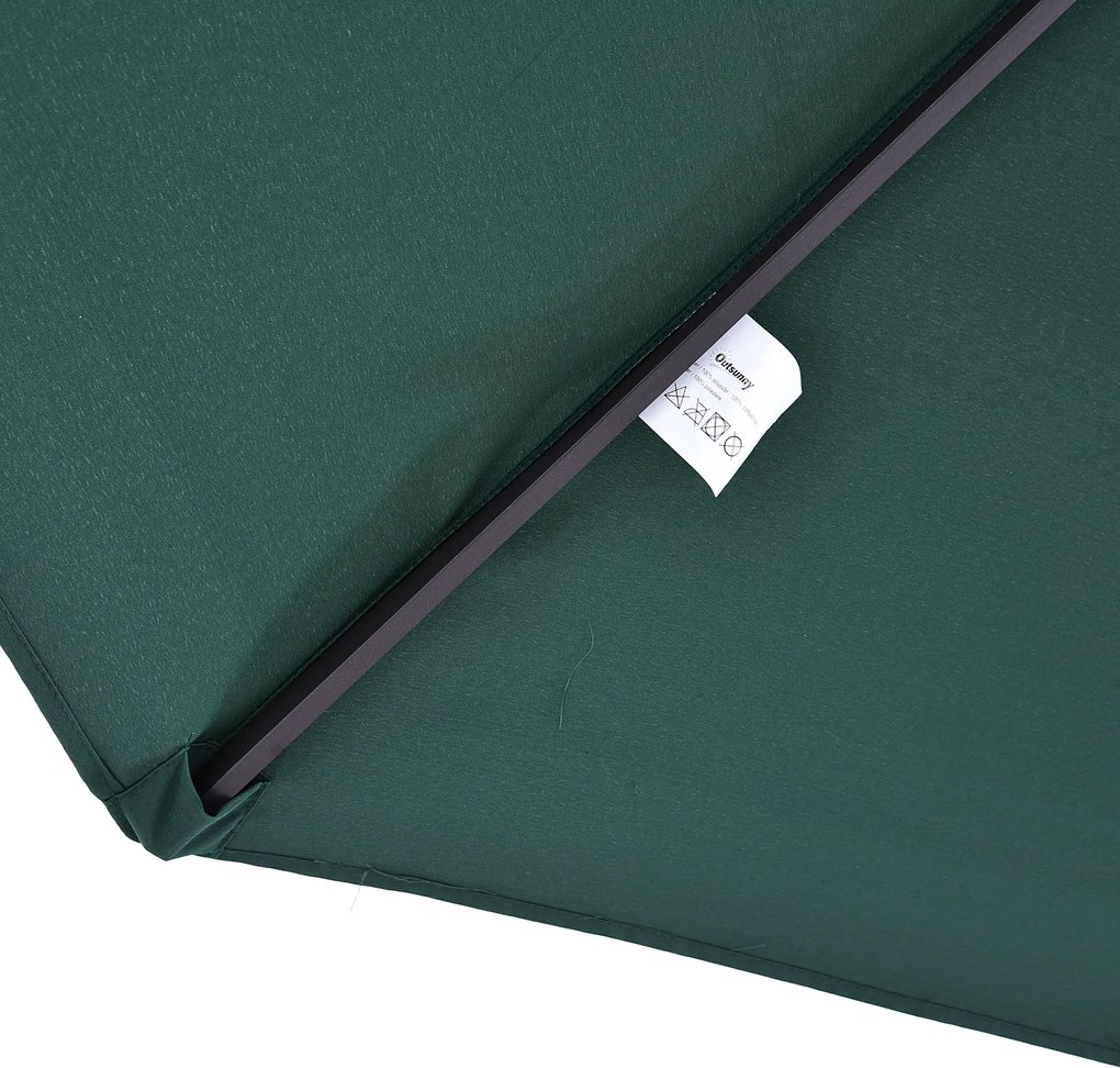 Outsunny Podwójny Parasol Owalny do Ogrodu z Korbką i Stojakiem, Ciemnozielony, Duży Rozmiar 460x270x240cm, Ochrona przed Słońcem | Aosom PL