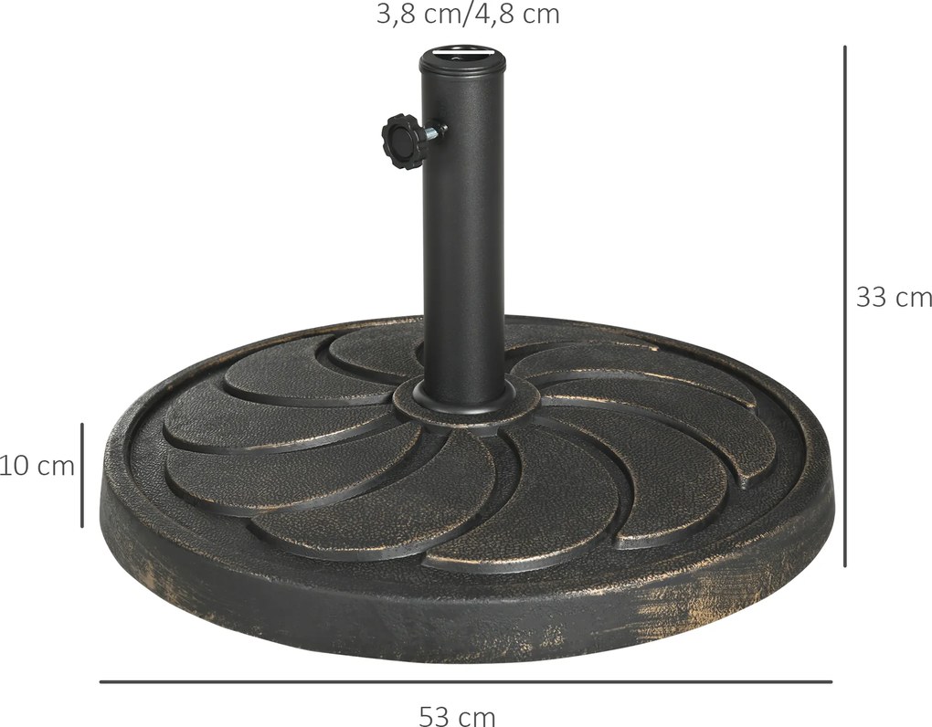 Outsunny Stojak na parasol, trwały, Ø53 x 33W cm, Czarny