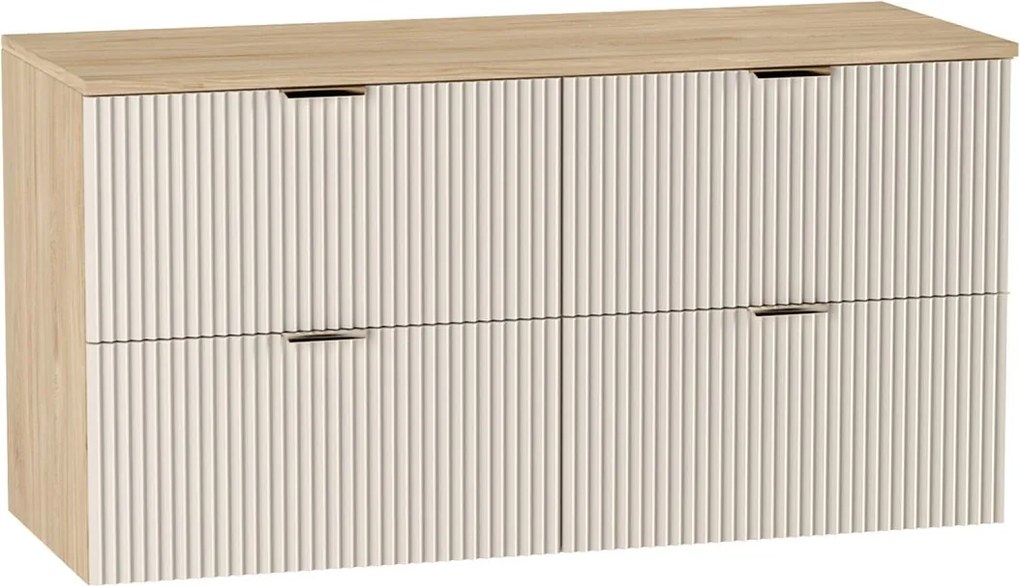 Szafka pod umywalkę WENA, ryflowane fronty, Willy, 120x60x47 cm, Kaszmir/Orzech