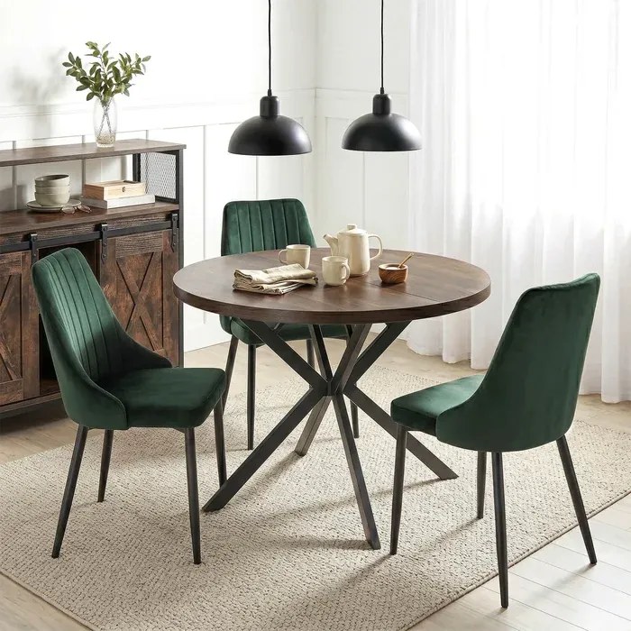 Stół Okrągły Rozkładany DORIAN 80-160 cm Orzech/Czarny Nowoczesny Loft