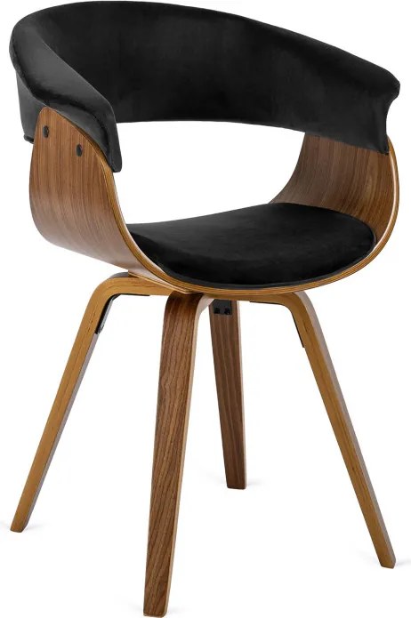 Krzesło Tapicerowane z Drewna Giętego Do Jadalni OHIO 2 Czarne Welurowe Nowoczesne Loft