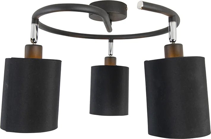 Nowoczesna lampa sufitowa czarna 3-światłowa - Lofty