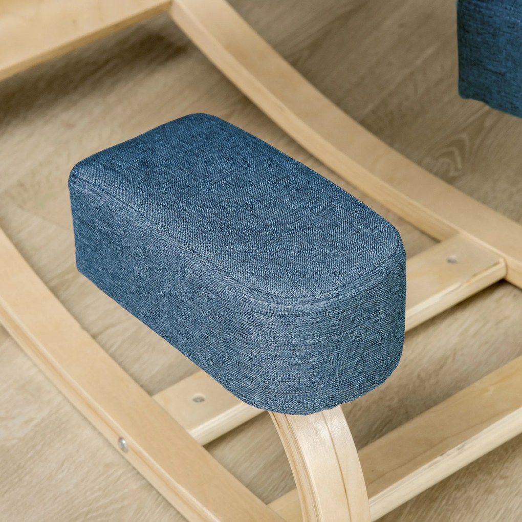 Vinsetto Krzesło klęcznik, ergonomiczny taboret do siedzenia, tapicerowany stołek dla zdrowej postawy, drewno brzozowe, wytrzymałość do 120 kg, niebieski | Aosom PL