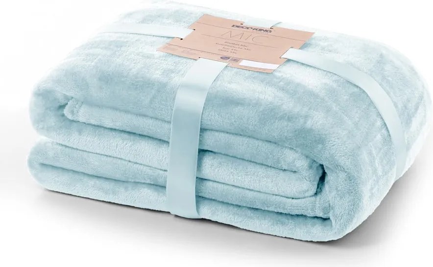 Jasnoniebieski koc z mikrowłókna DecoKing Mic, 160x210 cm