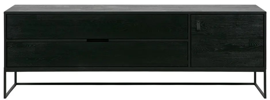 Czarna szafka pod TV z litego drewna jesionowego 180x61x44 cm Silas – WOOOD