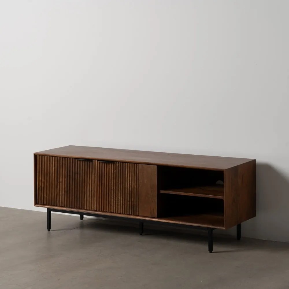 Brązowa szafka pod TV z litego drewna mango 140x50x40 cm Sagara – Ixia