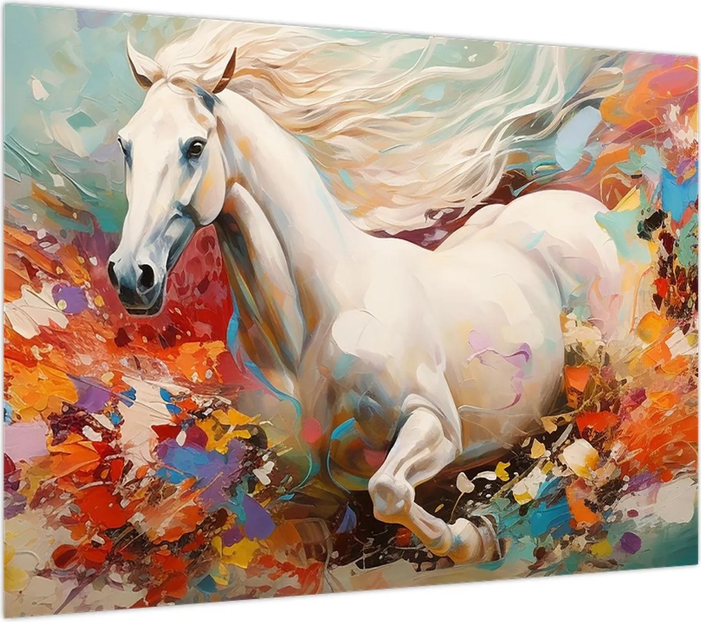Obraz na szkle - Malowanie konia (70x50 cm)