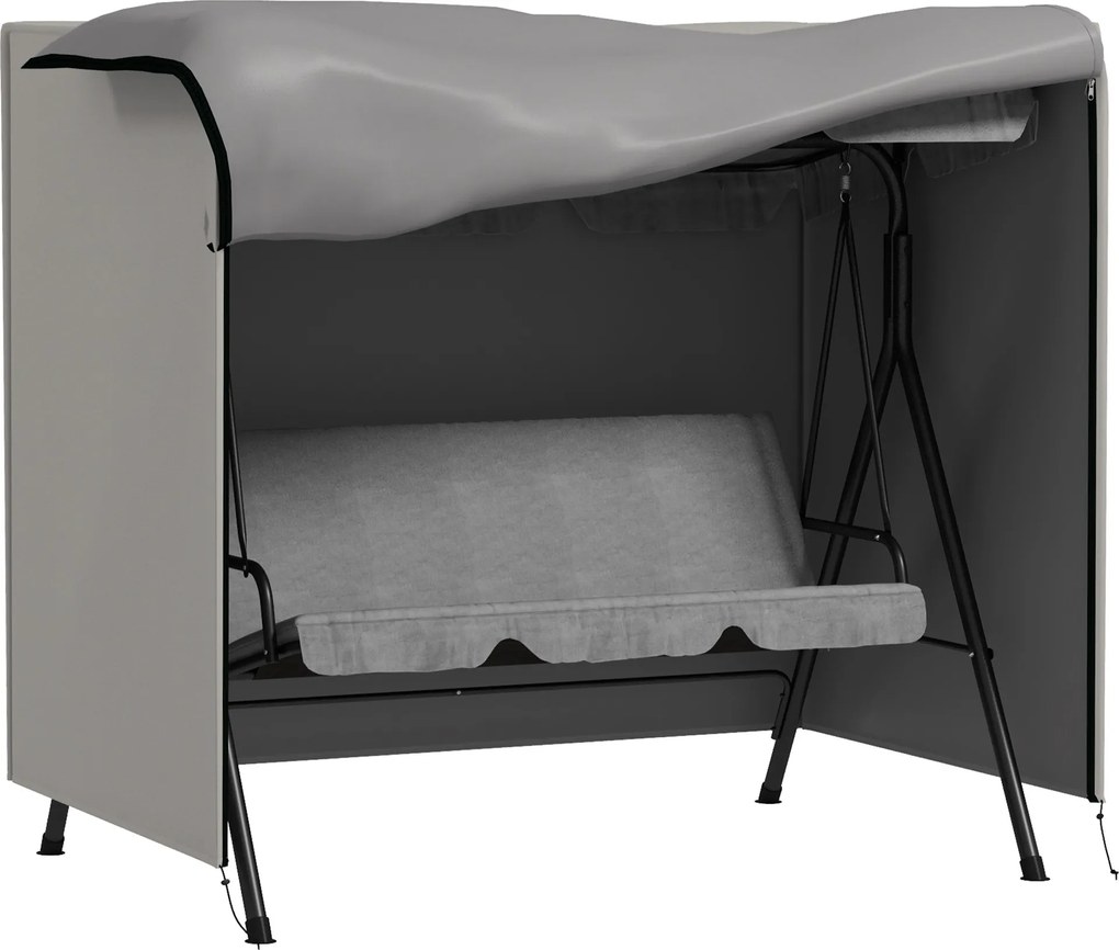 Outsunny Osłona na Huśtawkę Hollywood, odporna na rozdarcia, wodoodporna, pyłoszczelna, Poliester, 177 x 114 x 152 cm, Szary | Aosom PL