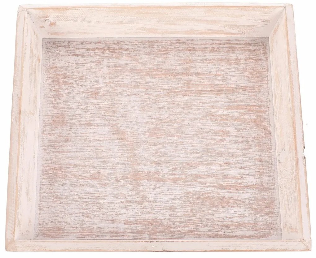 Drewniana taca Riaza biała, 26 x 26 x 4 cm