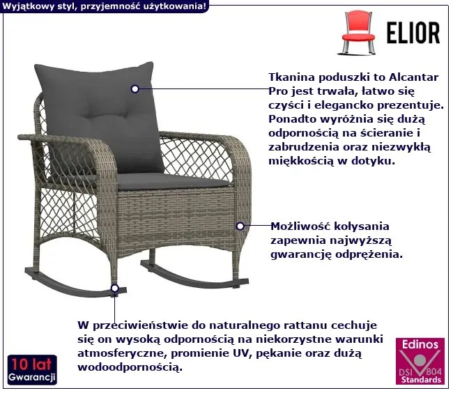Eleganckie krzesło ogrodowe szare - Loca
