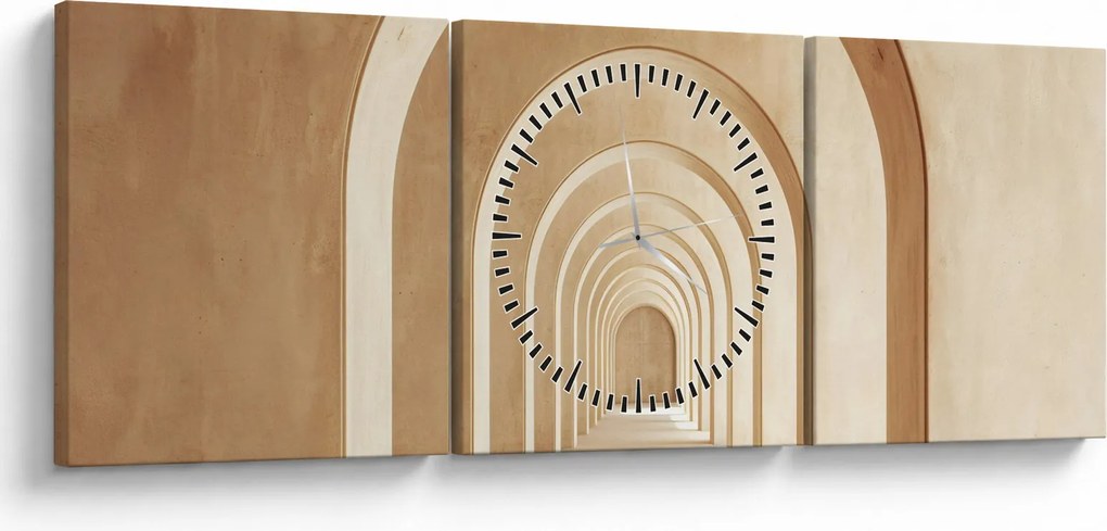 Obraz - Beżowe przejście (z zegarem) (90x30 cm)