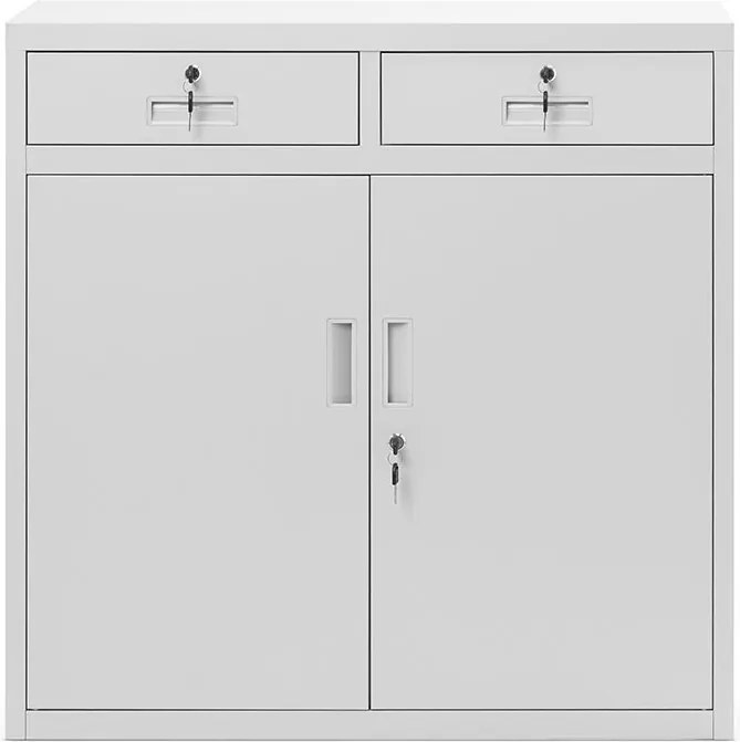 Szafka biurowa z szufladami i drzwiami Lena 90x40x90 cm szara