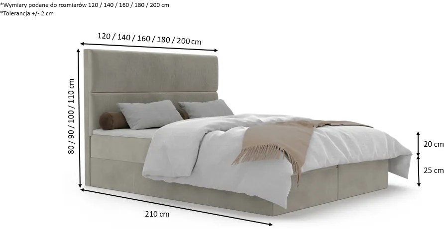 Łóżko kontynentalne OLLO 2 - 200x200