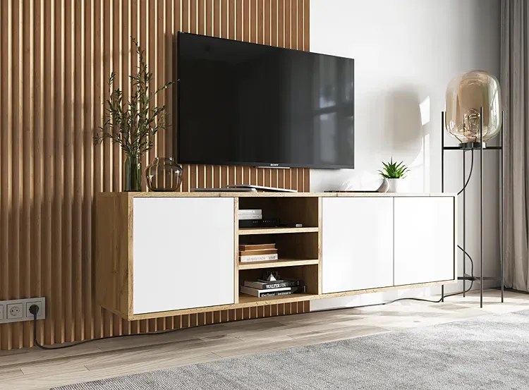 Wisząca szafka rtv dąb wotan + biały S1-C56