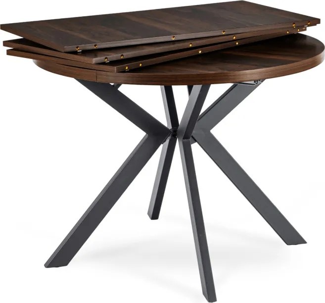 Stół Okrągły Rozkładany LUKAS 100-250 cm Orzech/Czarny Nowoczesny