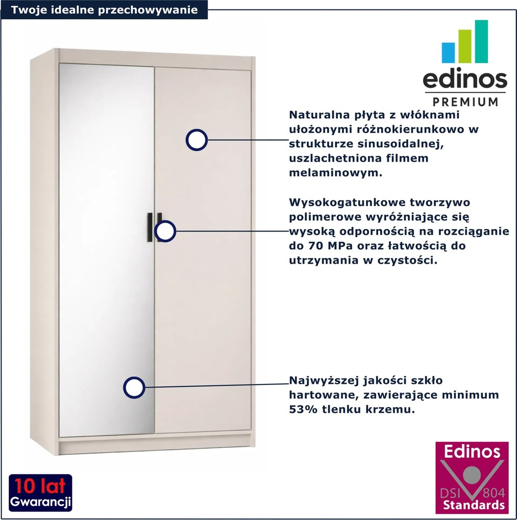 Kaszmirowa szafa dwudrzwiowa z lustrem H0-K78