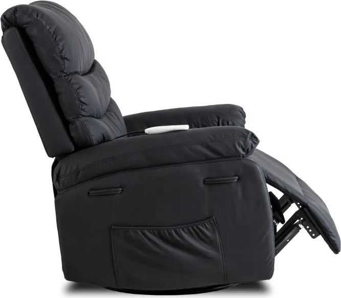 Fotel Masujący BRUCE Rozkładany Czarny Ekoskóra Nowoczesny