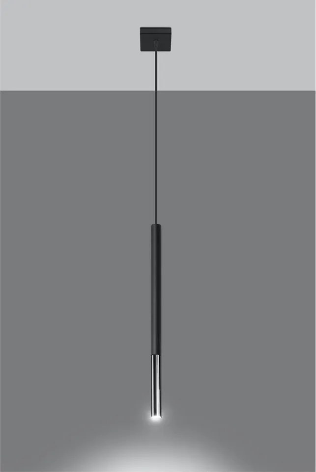 Metalowa lampa wisząca w czarno-srebrnym kolorze Asarot – Sollux