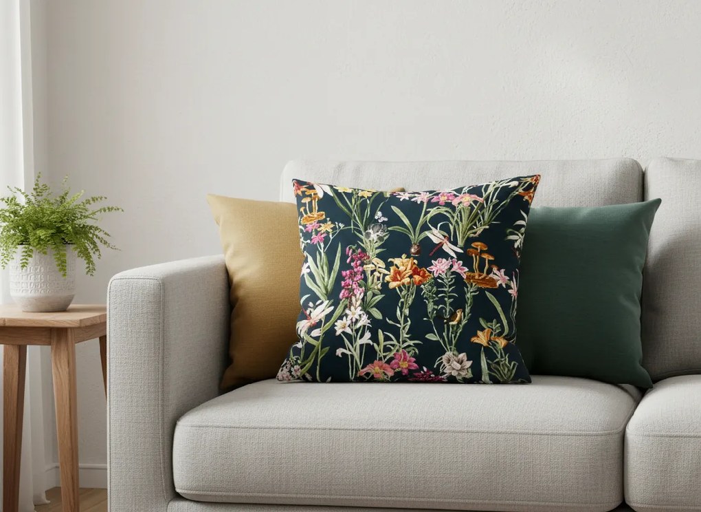 Dekoracyjna poszewka na poduszkę MYSTIC GARDEN 45x45 cm, ciemnozielony