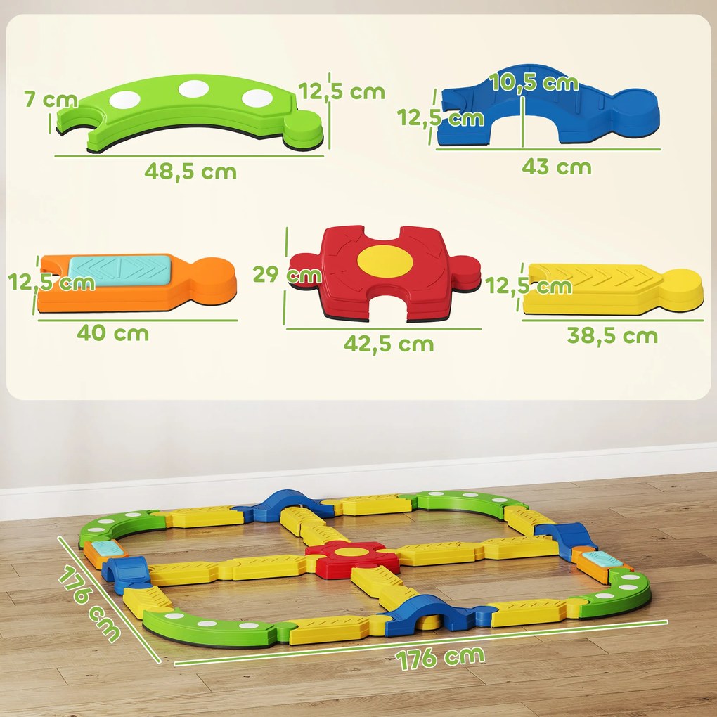 AIYAPLAY Balansujący balkon dla dzieci, interaktywna konstrukcja, antypoślizgowa, plastikowa, kolorowa