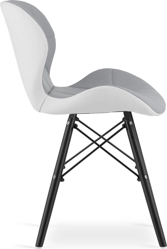 Krzesło LAGO ekoskóra - szaro-białe / nogi czarne
