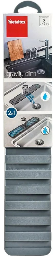 Szara plastikowa podkładka do naczyń 42x8 cm Gravity – Metaltex