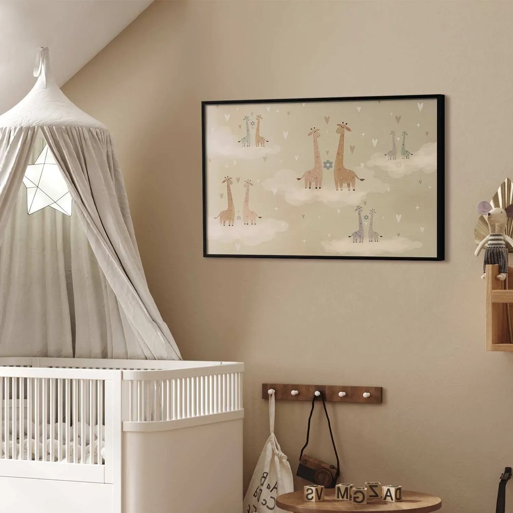Plakat Zakochane żyrafy 90x60 cm z ramą czarną bez marginesu ARTGEIST B