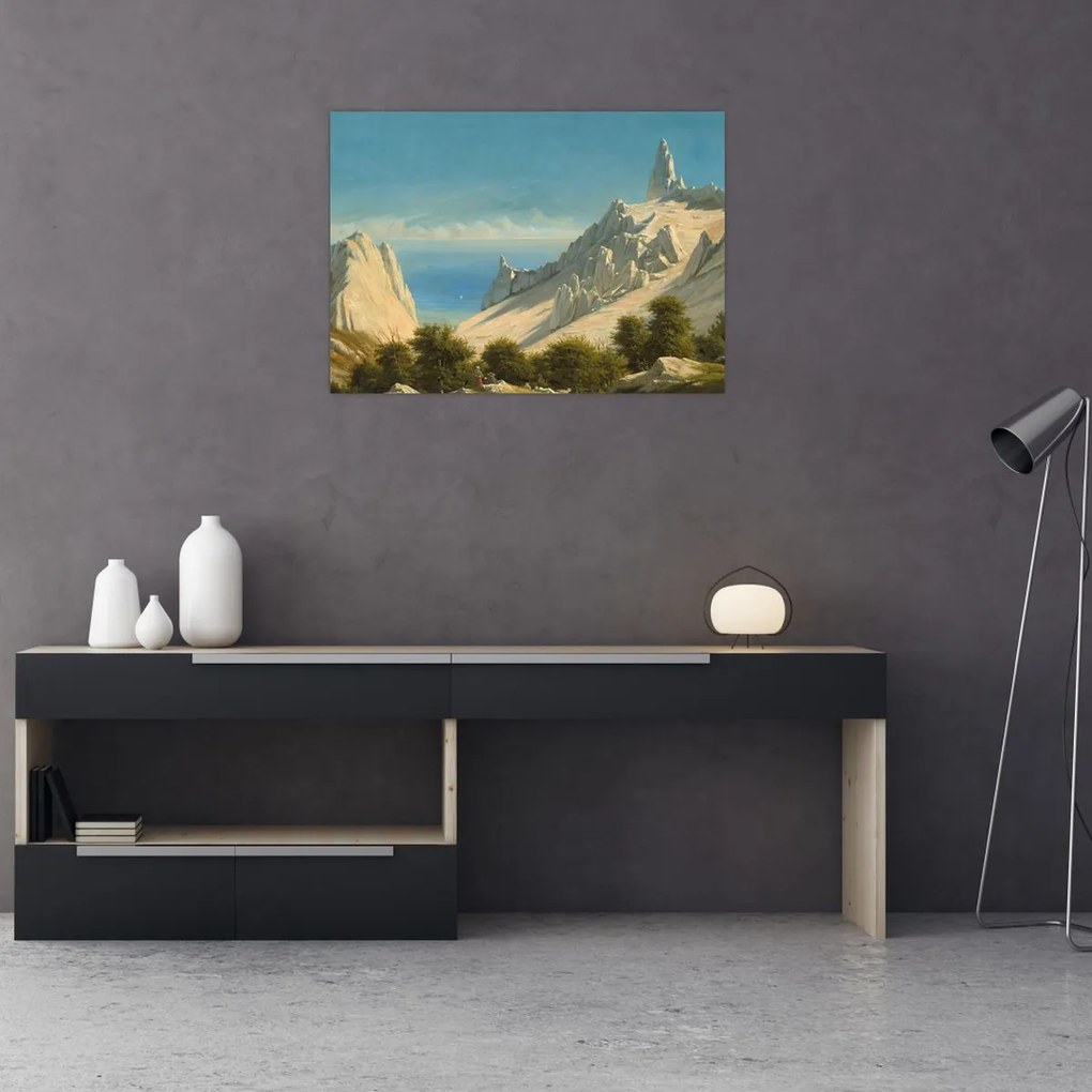 Obraz - Georg Emil Libert, View of Sommerspiret, the Cliffs of Møn, reprodukcje (70x50 cm)