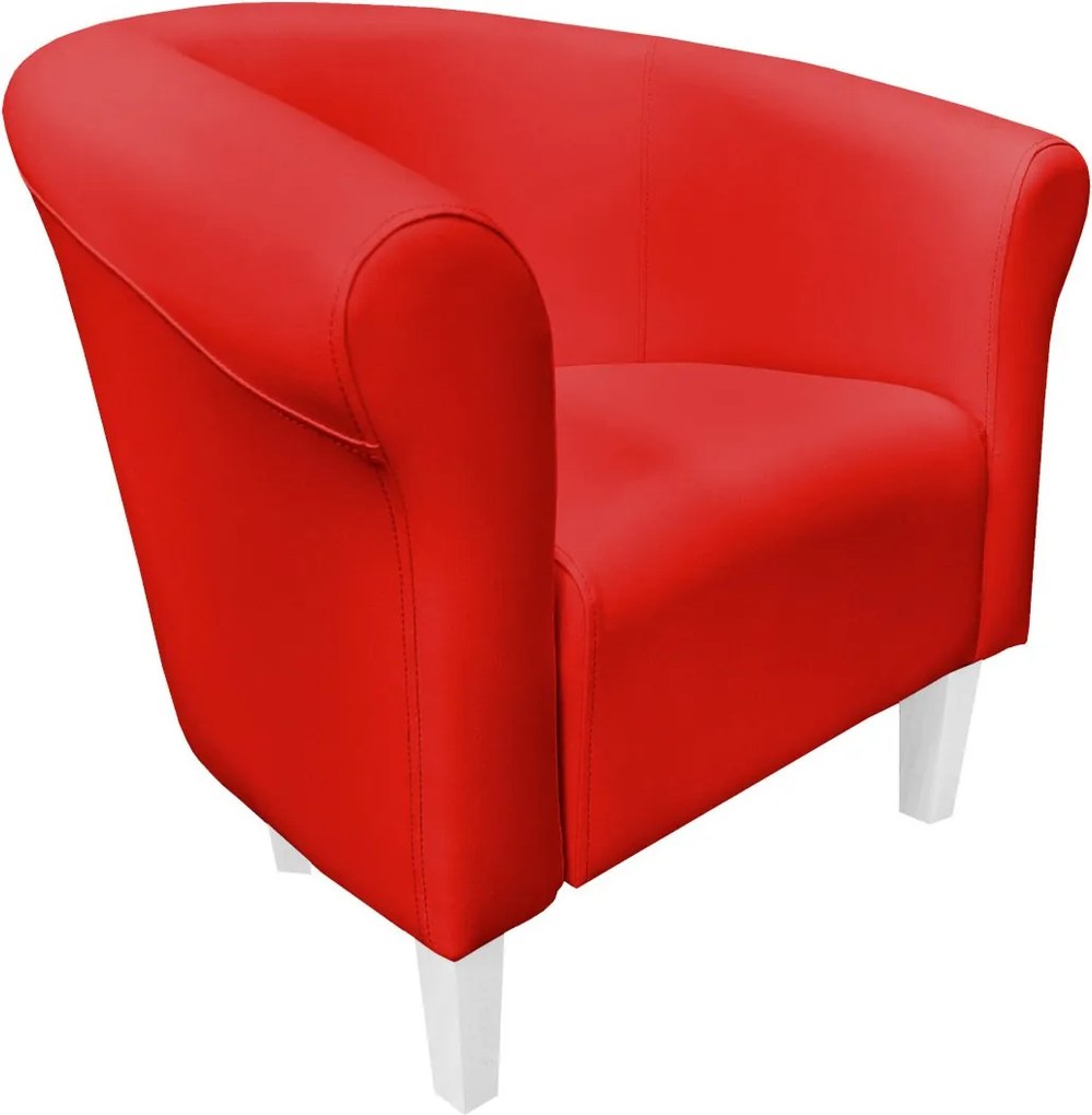 Fotel Milo tkanina Eko-skóra elegancki fotel do salonu i gabinetu : Kolor nogi - Biała, Kolor tkaniny - EKO-SKÓRA - 15D, Wysokość nogi - 15 cm