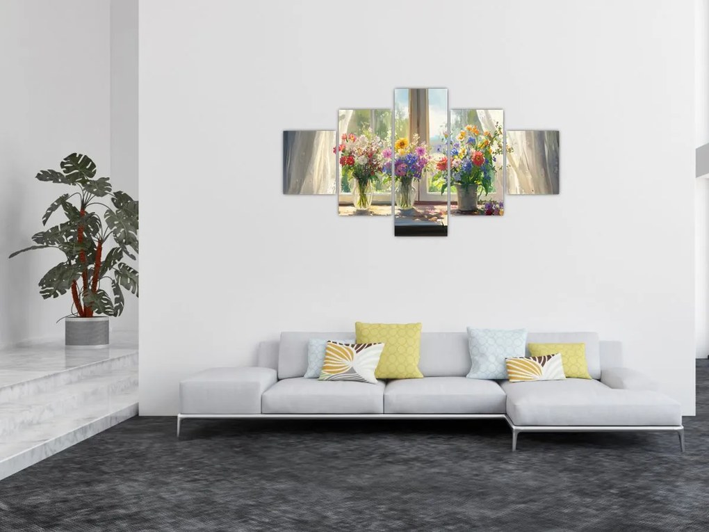 Obraz - Bukiet przy oknie (125x70 cm)
