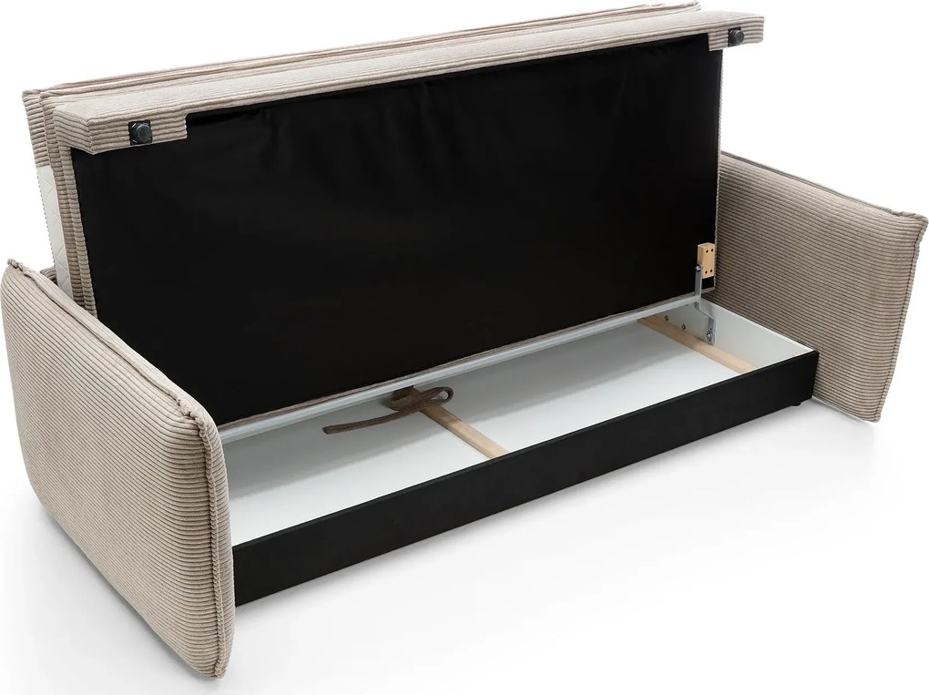 Beżowa sztruksowa kanapa z pojemnikiem L8-K17