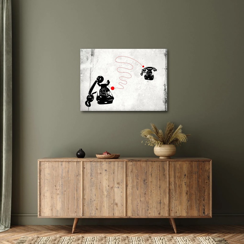 Obraz - Rysunek telefonu w stylu Banksy (70x50 cm)