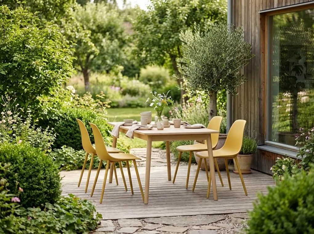 Krzesło do kuchni OSAKA plastikowe, musztardowe