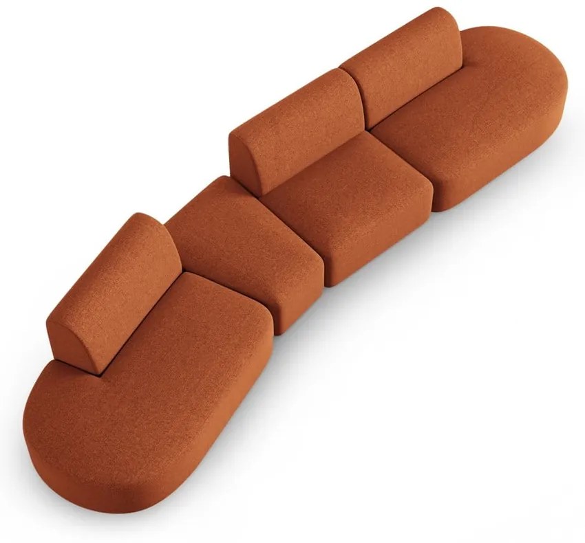 Sofa z tkaniny szenilowej lewostronna w kolorze terakoty 428 cm Paolo – Milo Casa