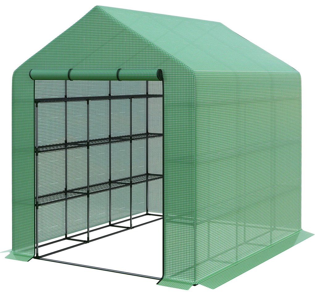 Outsunny szklarnia z półkami idealna na pomidory i inne rośliny skrzynia inspektowa duża 244x182x213cm | Aosom PL