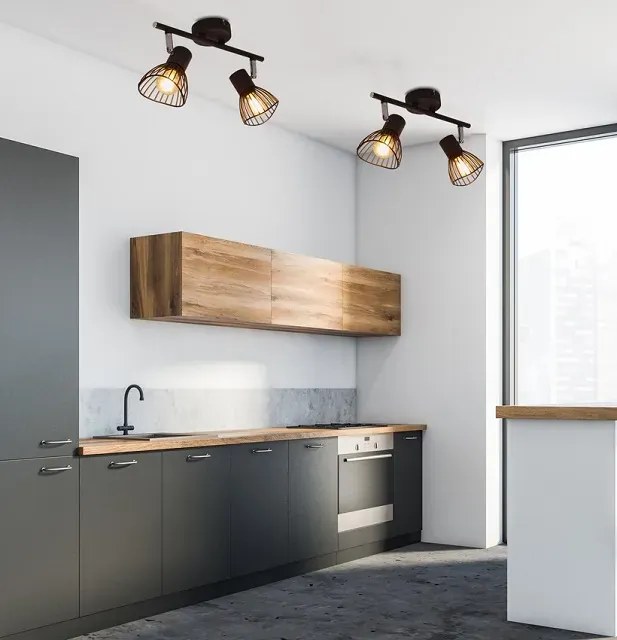 Czarna podwójna lampa sufitowa w stylu loft - V170-Merpix