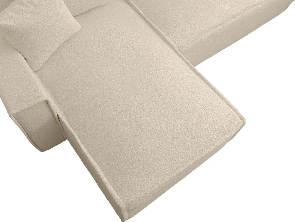 Rozkładana narożna sofa SMART BOUCLE 232x143 cm, kremowa, uniwersalna