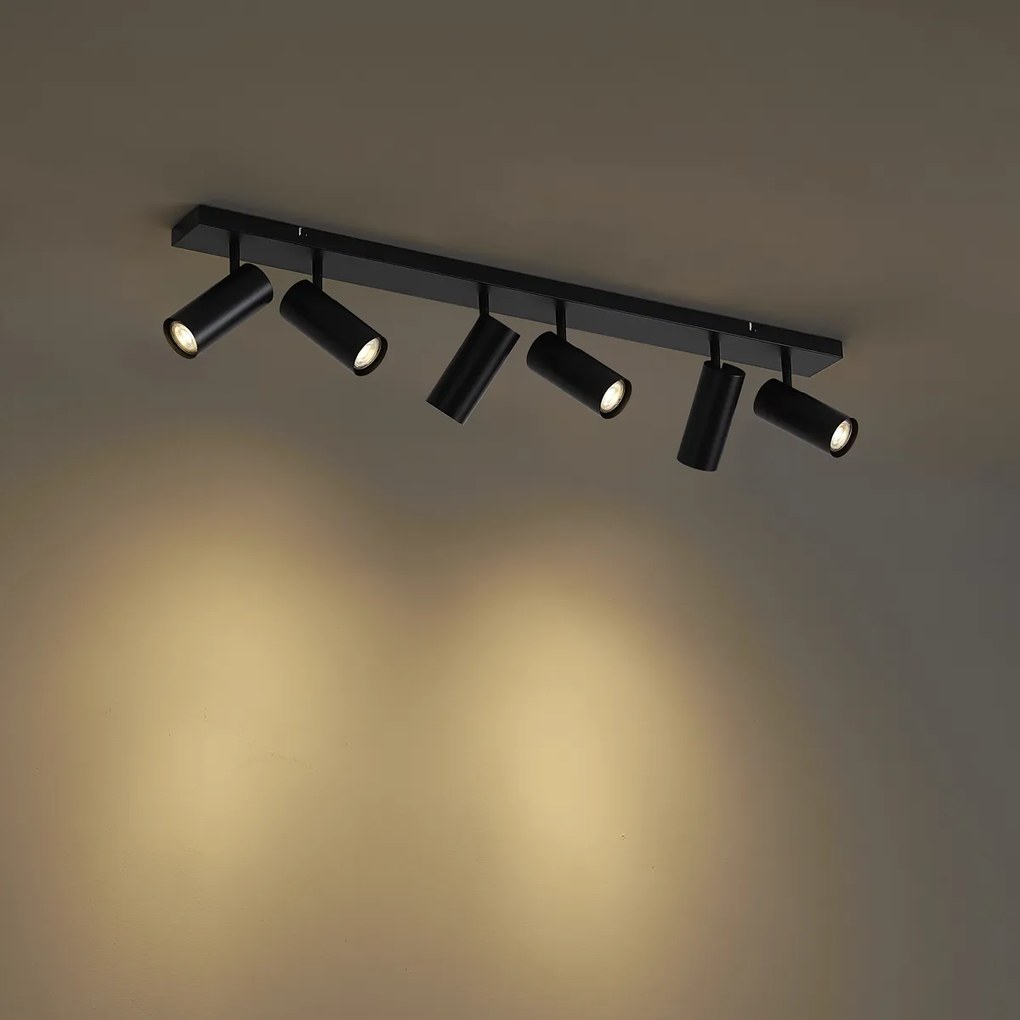 Nowoczesna lampa sufitowa czarna 102 cm 6-punktowa regulowana - Renna