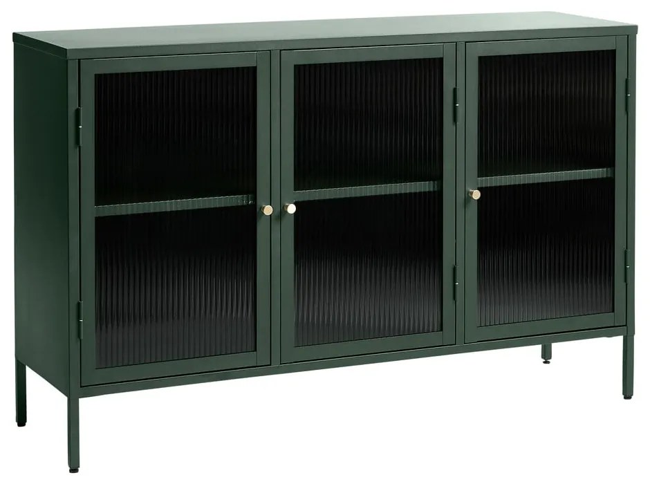 Zielona metalowa witryna Unique Furniture Bronco, wys. 85 cm