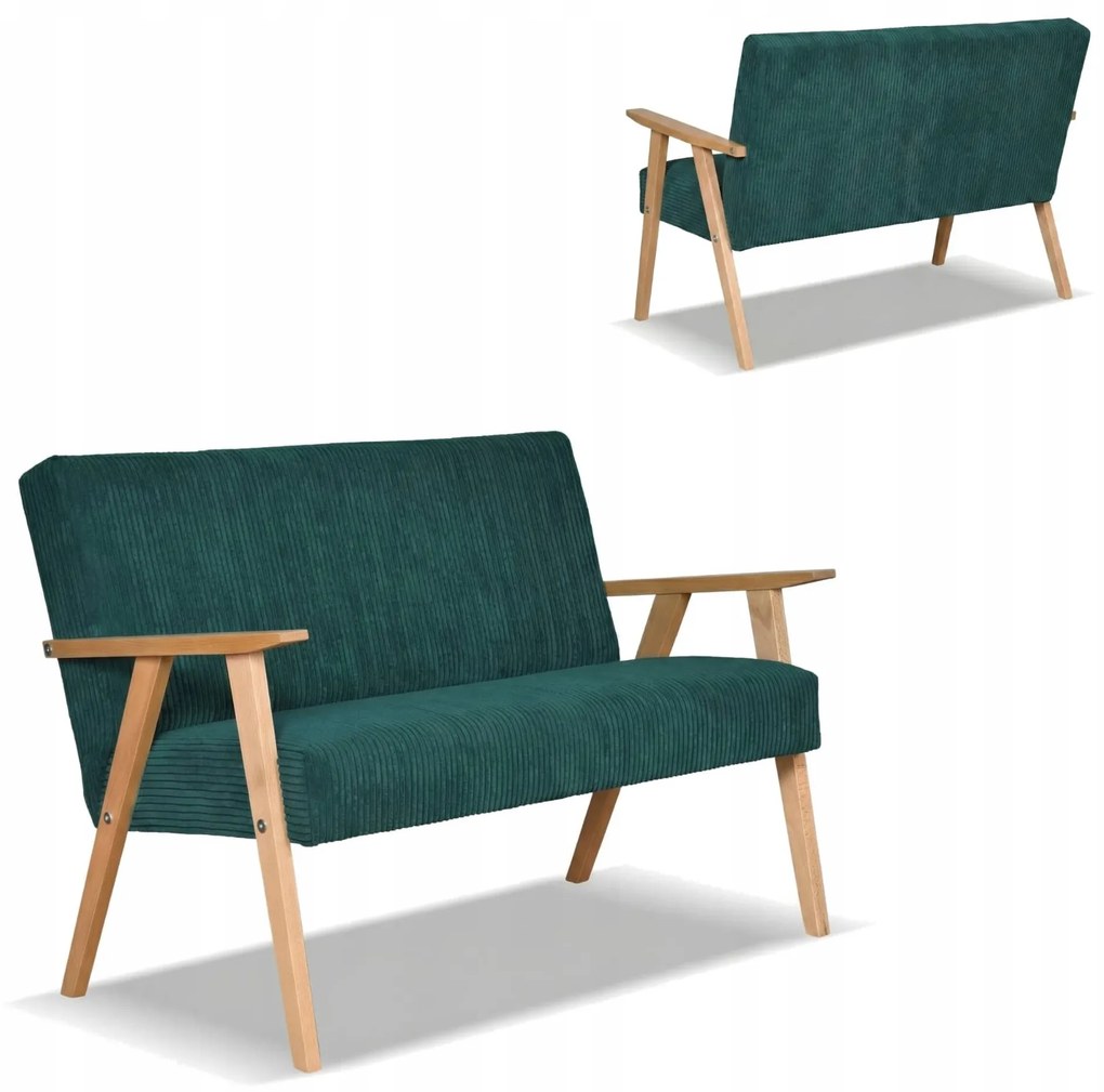 Sofa w stylu PRL retro vintage SOLER Family Meble zielony sztruks Anafi