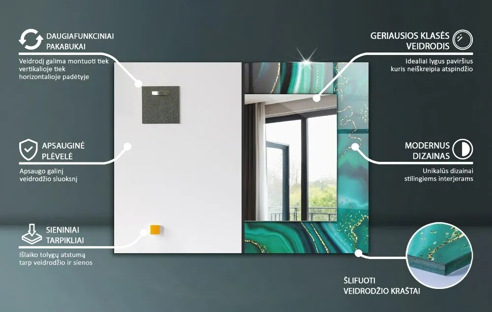 Lustro dekoracyjne Drewniany geometryczny wzór