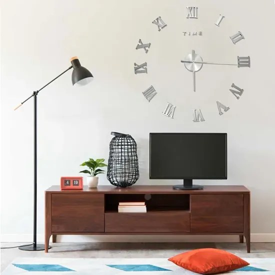 Minimalistyczny srebrny zegar 100 cm Z5-C62