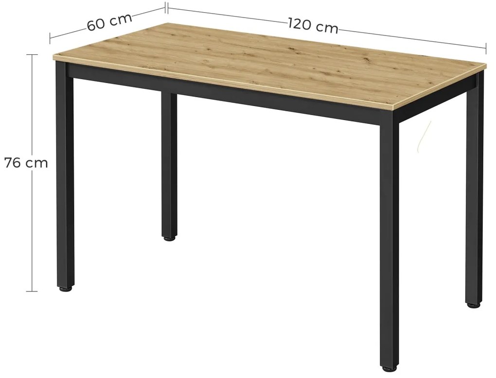 Czarny stół jadalny z blatem w dekorze dąb artisan TESSA 120x60 cm