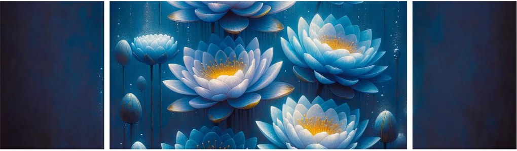 Obraz - Lilie wodne pod powierzchnią (170x50 cm)