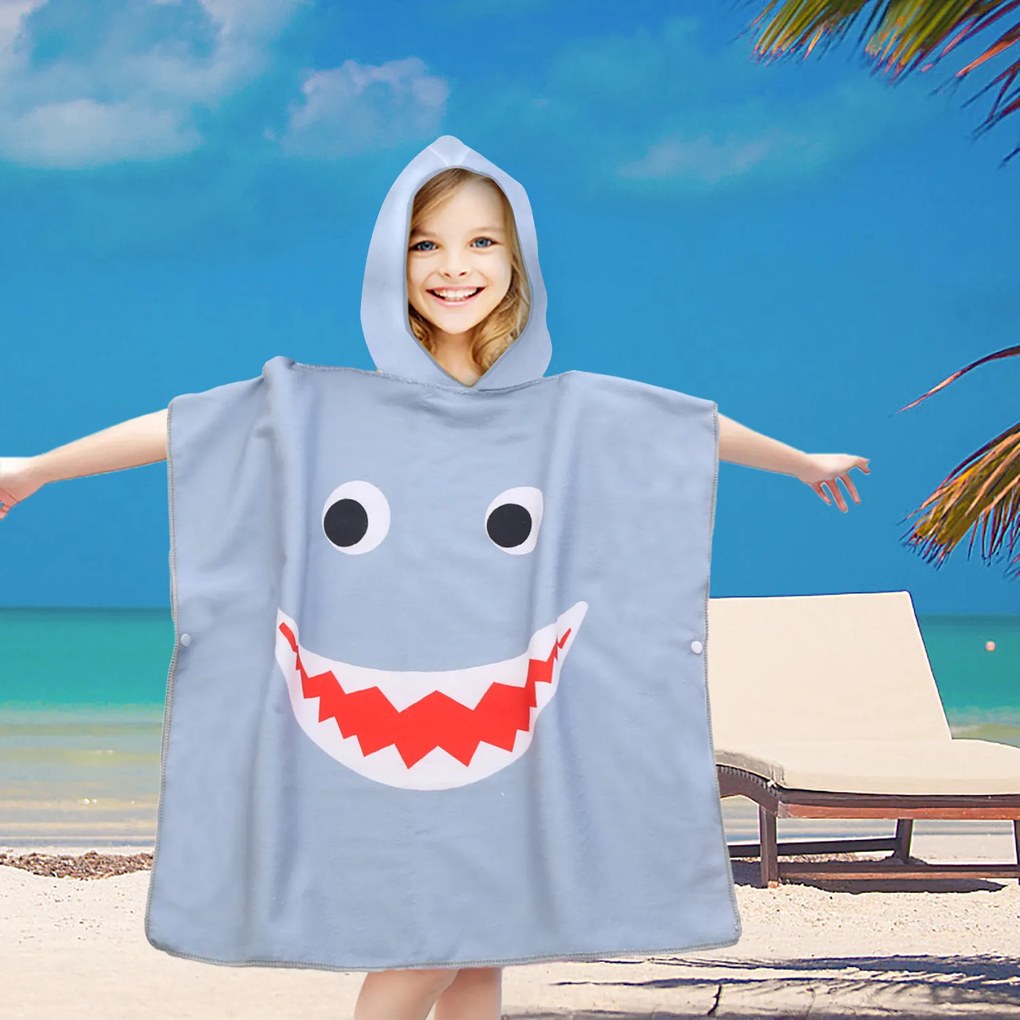 Ponczo dziecięce WESOŁY NASTRÓJ niebiesko-szare 60 x 90 cm Rozmiar: 60 x 90 cm