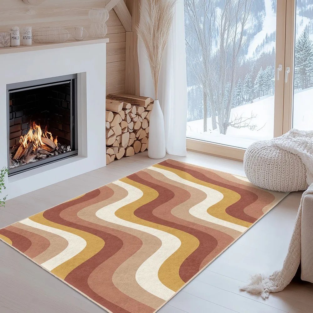 Żółto-szaroróżowy chodnik odpowiedni do prania 80x200 cm Creamy Strawberry Swirl – Mila Home