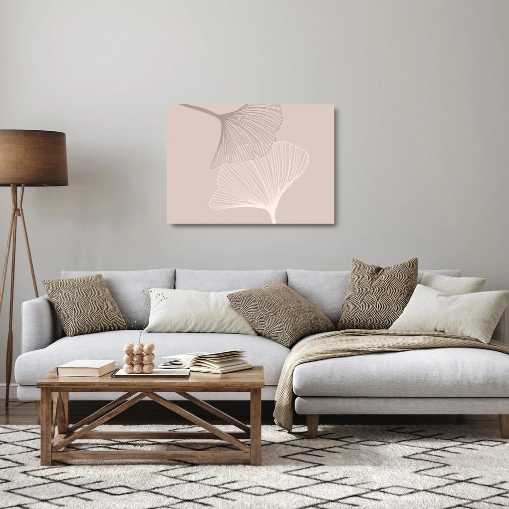 Obraz na szkle - Beżowe liście N⁰2 (70x50 cm)