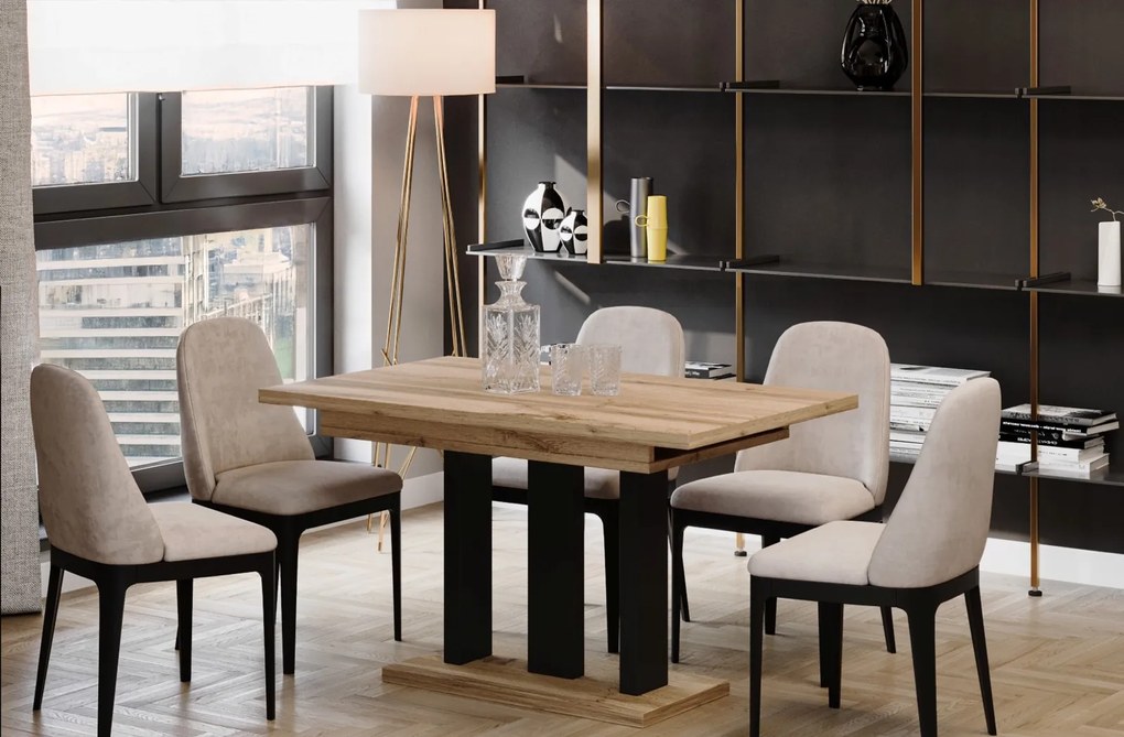 Stół Appia 210 rozkładany od 130 do 210 cm noga czarny mat